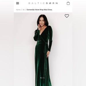 Baltic Born Esmeralda Emerald Green Velvet Wrap Maxi Dress